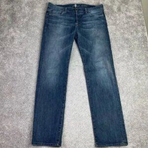 7 For All Mankind Standard Jeans Men's 36X32 Blue Straight Mid-Rise Dark Denim